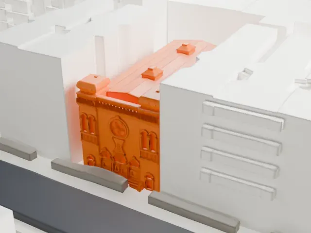 New Bethel Way of the Cross Church of Christ model, South view
