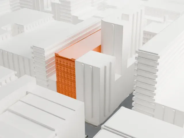 New Era Building model, West view