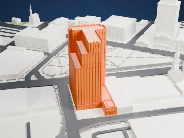 New Jersey Bell Headquarters Building model, East view
