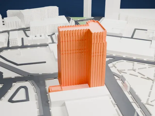New Jersey Bell Headquarters Building model, North view