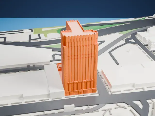 New Jersey Bell Headquarters Building model, West view