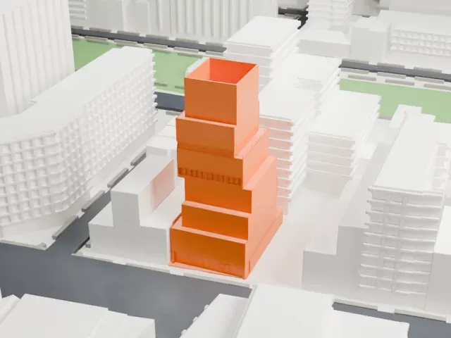 New Museum model, West view