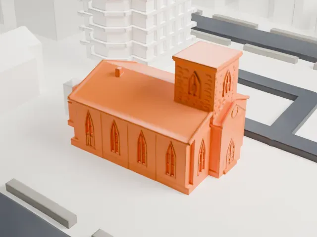 New Utrecht Reformed Church model, North view