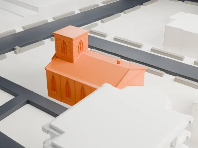 New Utrecht Reformed Church model, South view