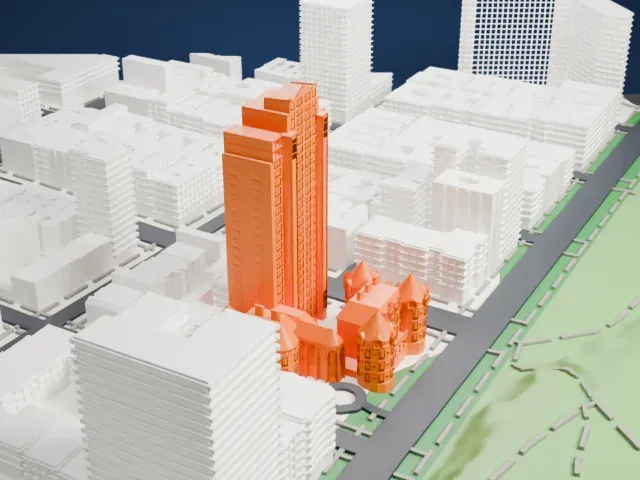 New York Cancer Hospital model, South view