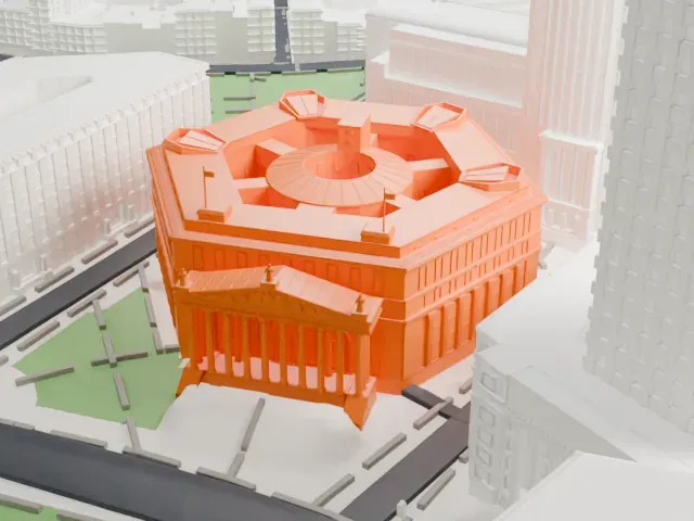 New York County Courthouse model, West view