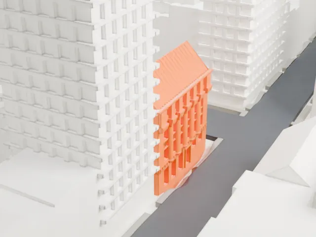 New York School of Applied Design model, West view