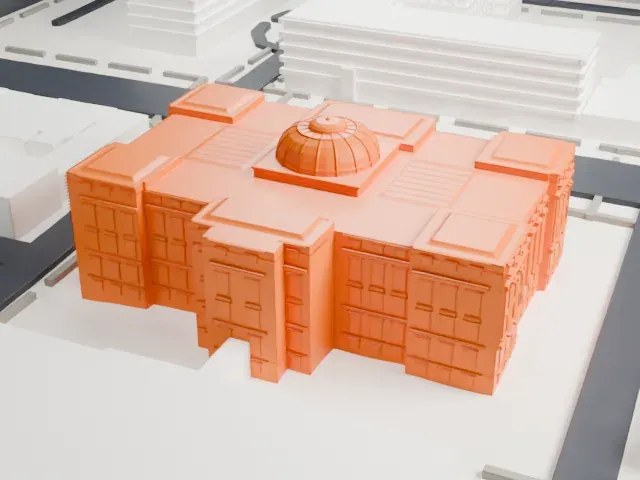 Newark City Hall model, East view