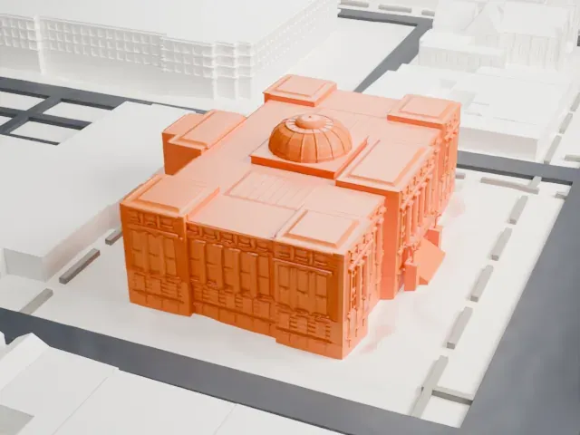 Newark City Hall model, North view