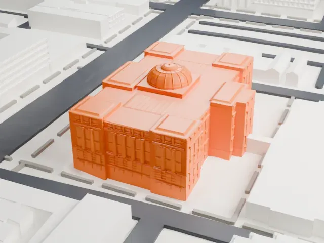 Newark City Hall model, South view