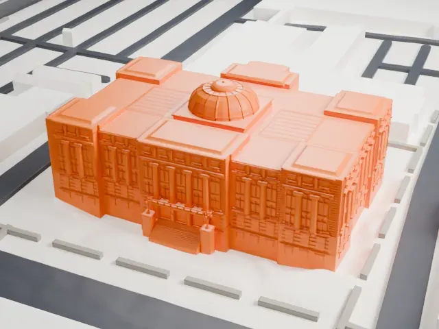 Newark City Hall model, West view