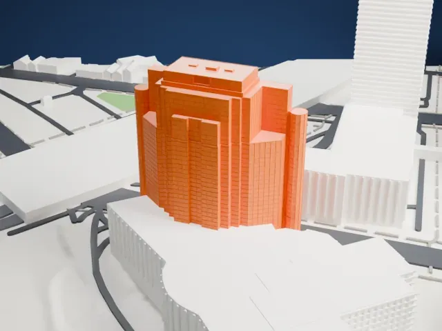 Newark Legal Center model, North view