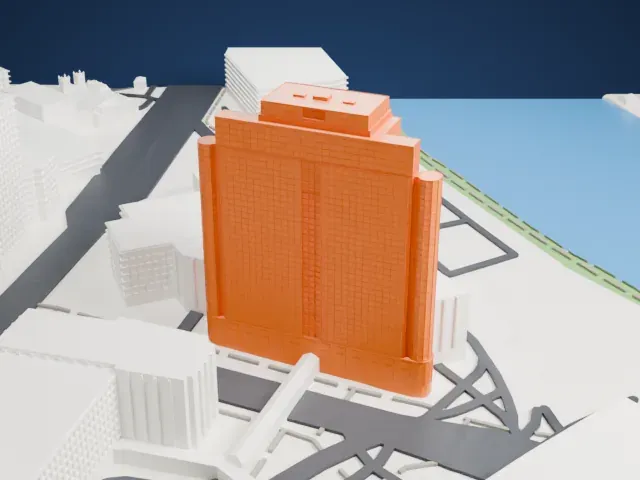 Newark Legal Center model, South view