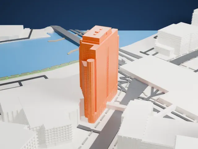 Newark Legal Center model, West view