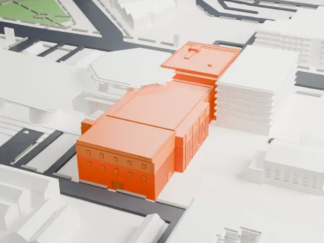 Newark Symphony Hall model, East view