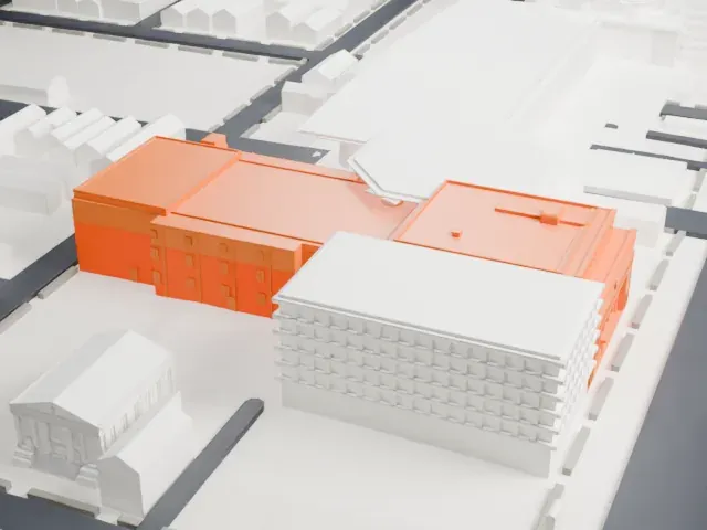 Newark Symphony Hall model, North view