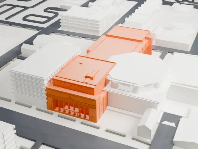 Newark Symphony Hall model, West view