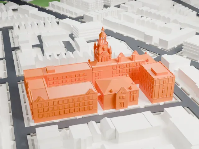 Newtown High School, Queens model, East view