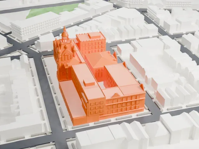 Newtown High School, Queens model, South view