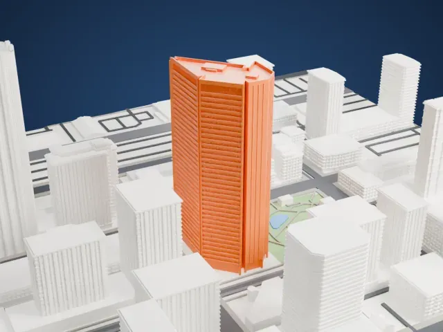 Nexen Building model, North view