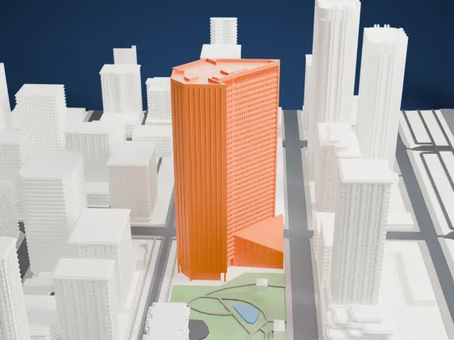 Nexen Building model, West view
