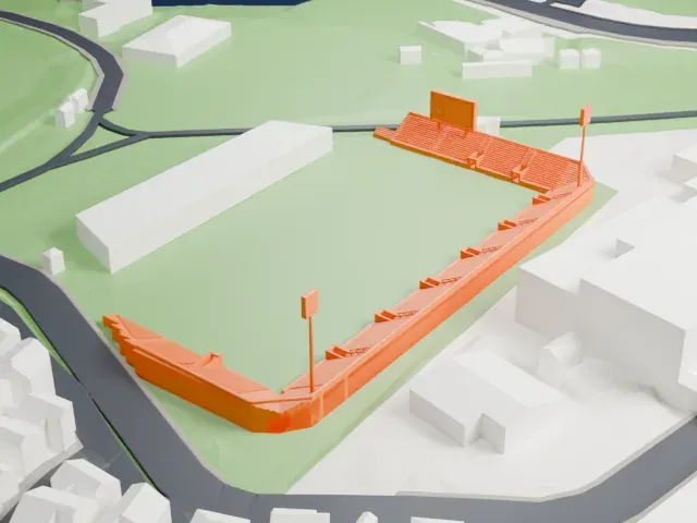 NHK Spring Mitsuzawa Football Stadium model, South view