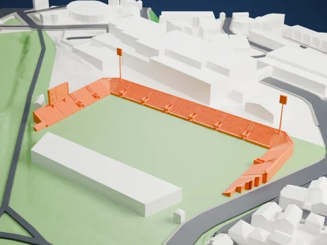 NHK Spring Mitsuzawa Football Stadium model, West view