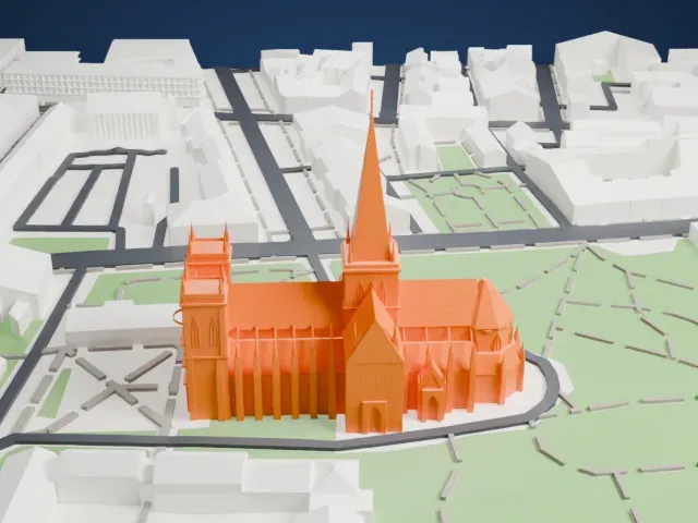 Nidaros Cathedral model, South view