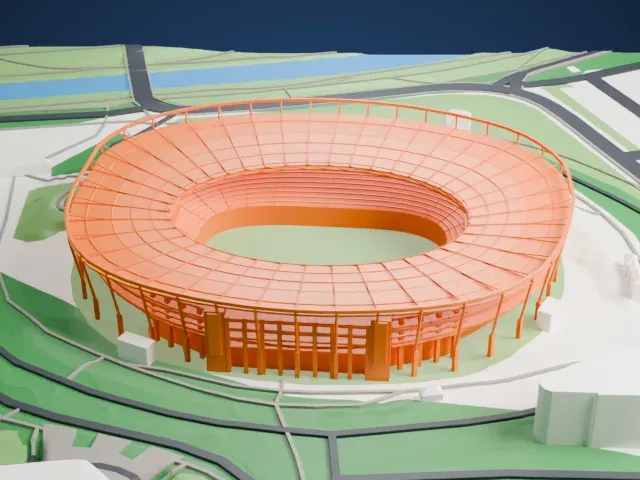 Niedersachsenstadion model, East view