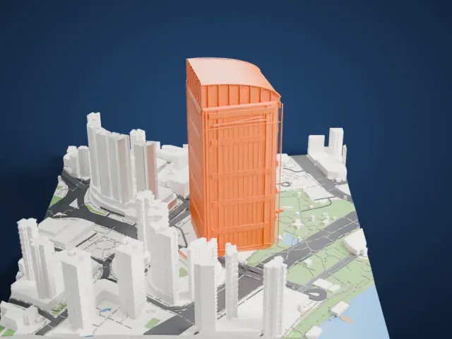 Nina Tower model, West view
