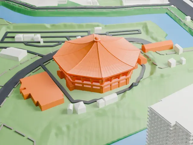 Nippon Budokan model, East view
