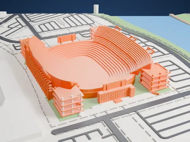 Nissan Stadium model, North view