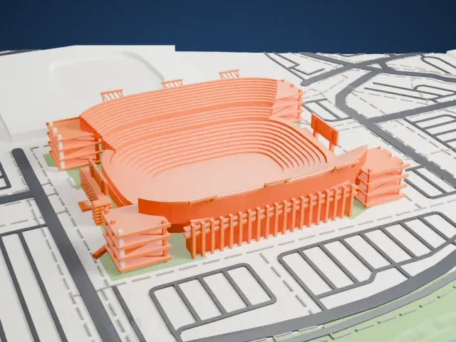 Nissan Stadium model, West view
