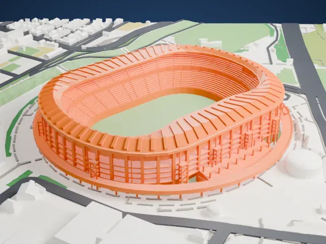 Nissan Stadium (Yokohama) model, East view