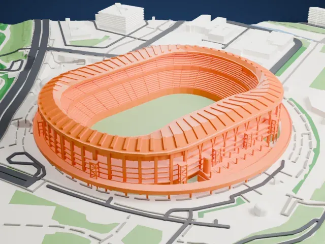 Nissan Stadium (Yokohama) model, West view