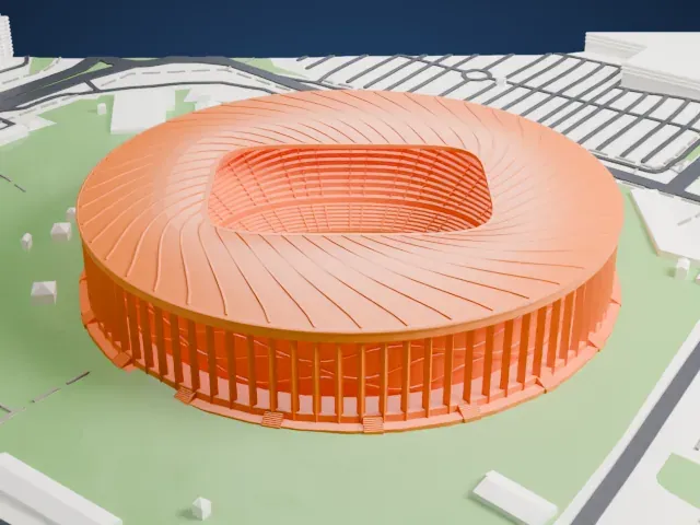 Nizhny Novgorod Stadium model, East view