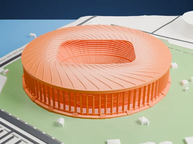Nizhny Novgorod Stadium model, West view