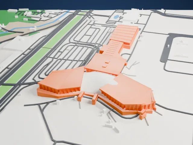 Noi Bai International Airport Terminal 1 model, East view