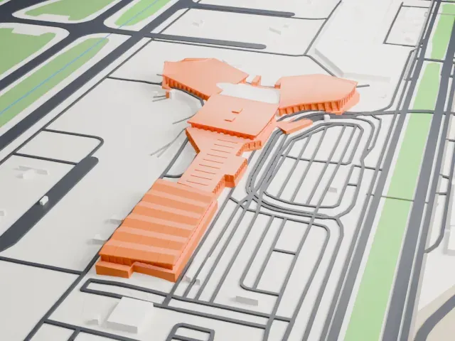 Noi Bai International Airport Terminal 1 model, West view