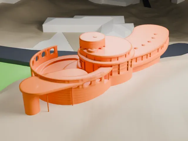 Norman Lykes House model, North view