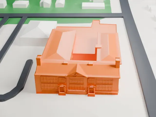 North Main Street School model, East view
