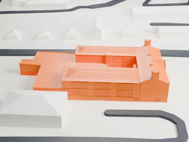 North Main Street School model, South view