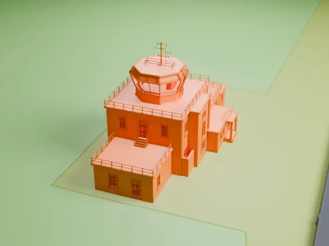 North Weald Airfield control tower model, South view