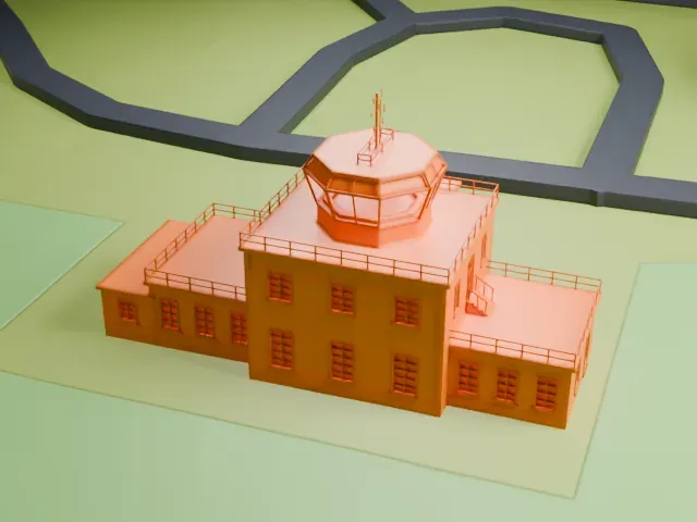 North Weald Airfield control tower model, West view