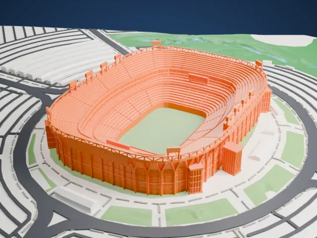 Northwest Stadium model, East view