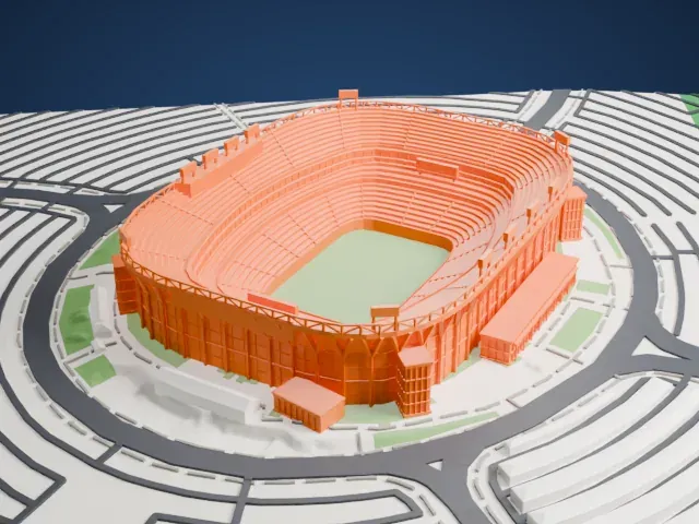 Northwest Stadium model, West view