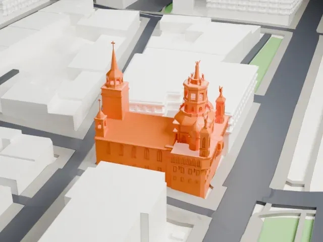 Notre-Dame-de-Bon-Secours Chapel model, South view