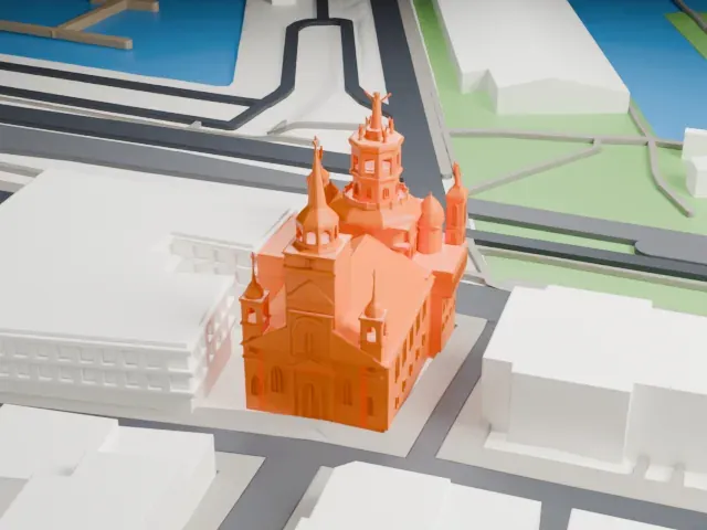 Notre-Dame-de-Bon-Secours Chapel model, West view