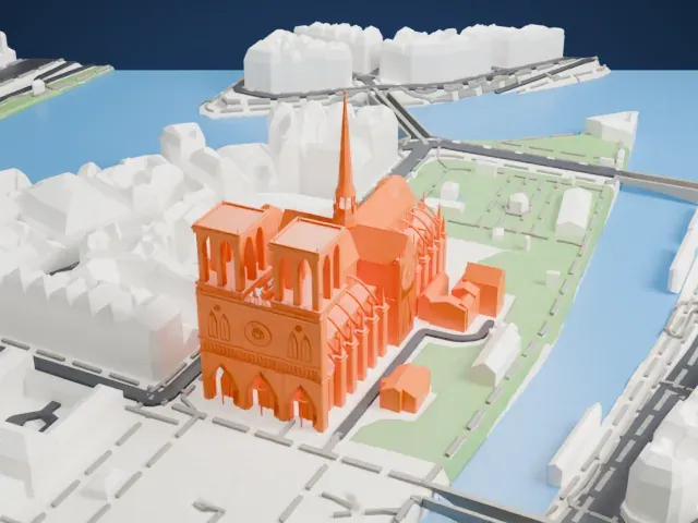 Notre-Dame de Paris model, West view