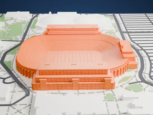 Notre Dame Stadium model, West view